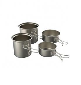 Titanium pot mini-pans compact 4 pieces outdoor camping cooking and picnic