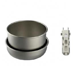 Ultralight compact 3 pieces titanium camping cookset 1 pot& 1 pan&1 gripper for outdoor