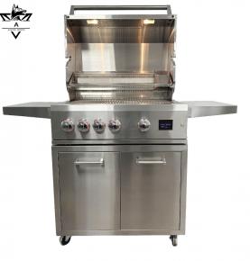 Foldable Shelves Home Dining Room Patio Commercial Use Metal BBQ Roasting Stove 4-Burner Stainless Steel Gas BBQ Grill