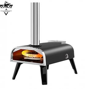 Portable Stainless Steel Outdoor Wood-Fired Pizza Oven with Chimney & Pizza Peel Camping Backyard Cooking Oven