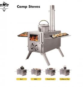 Durable Stainless Steel Camp Stove Folding Design Wood Tend Portable Camping Stove Bbq Grill for Outdoor